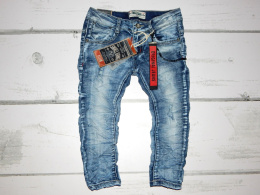 Spodnie jeans moro z przetarciami i brelokiem