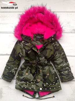 Winter CAMO PARKA JACKET with beads, fur and thick
