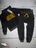 Dekatyzowany dres/komplet GOOD VIBES czarny jeans