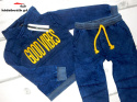 Dekatyzowany dres/komplet GOOD VIBES niebieski jeans