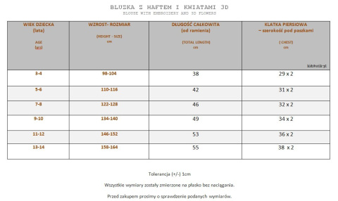 Bluzka z haftem i kwiatami 3D - biała Bluzka z haftem i kwiatami 3D - biała