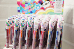 Multi-coloured ballpoint pen 6 colors UNICORN multicolor-with pink