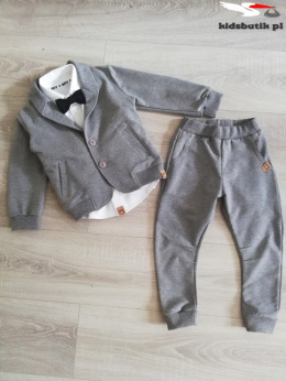 Elegantly sporty gray suit SWALLOWS with patches