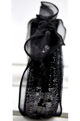 Headband with bow and sequins-black