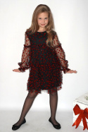 Sukienka okolicznościowa świąteczna MIRANDA - czarny tiul