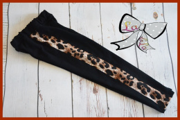 Black leggings with leopard lampas