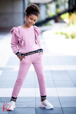 Asymmetric tracksuit Leonka frills and straps EXCLUSIVE - pink