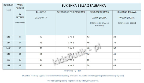 Sukienka BELLA z falbanką - turkus Sukienka BELLA z falbanką - turkus
