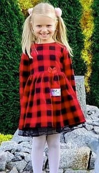 Christmas dress in red plaid with tulle