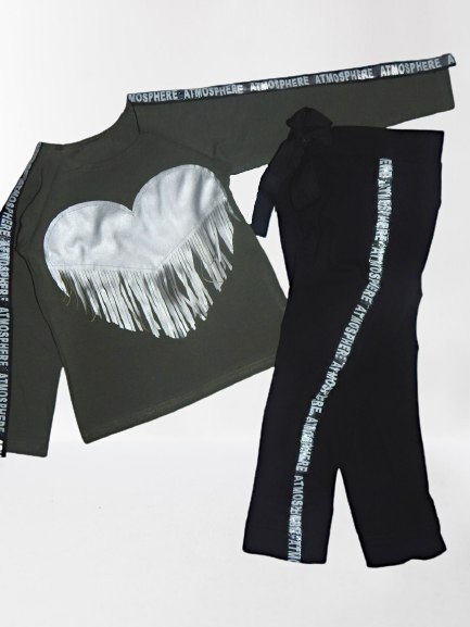 Zestaw/dres SILVER HEART ekoskórka i frędzle Zestaw/dres SILVER HEART ekoskórka i frędzle