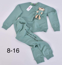 Tracksuit with teddy bear in the pocket and inscriptions - mint