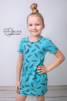 Dress/Tunic for Daughter FEATHERS Set Mom & Daughter - Azure