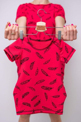 Dress/Tunic for Daughter FEATHERS Set Mom & Daughter - coral