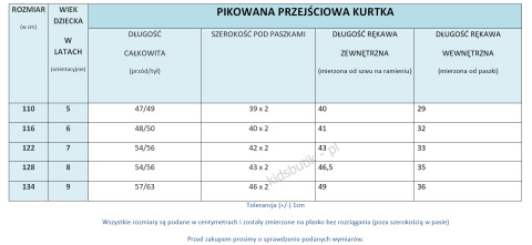 Pikowana przejściowa kurtka ze świecącym znaczkiem Pikowana przejściowa kurtka ze świecącym znaczkiem