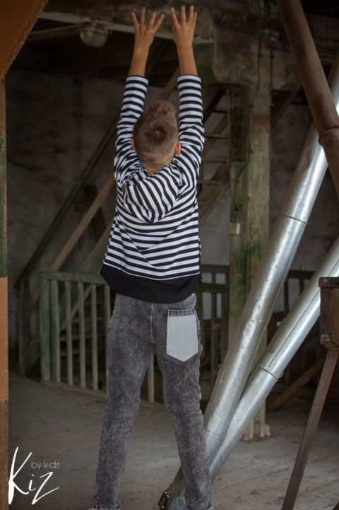 Spodnie jeansowe dekatyzowane STRIPES - czarne Spodnie jeansowe dekatyzowane STRIPES - czarne
