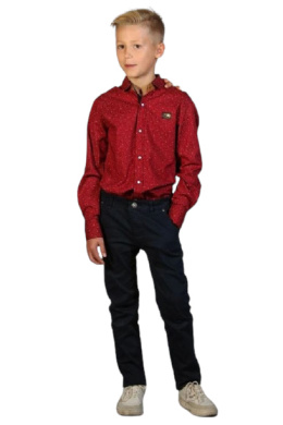 Long cotton CASUAL jeans with adjustable-black