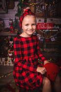 Sukienka świąteczna czerwona krata Zestaw Rodzinny - tu córka