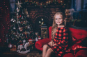 Sukienka świąteczna czerwona krata Zestaw Rodzinny - tu córka