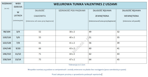 Welurowa tunika VALENTINES z uszami - czerń Welurowa tunika VALENTINES z uszami - czerń