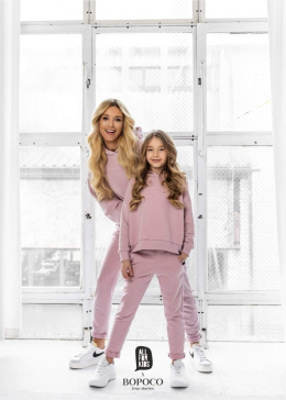 Tracksuit with embroidery Minimalist Mom and Daughter - powder of roses
