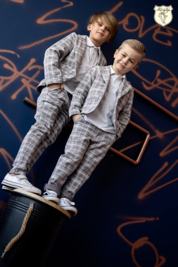 Elegancko sportowy marynarka VOGA BOY w kratkę - szara