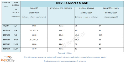 Koszula Myszka Minnie Myckey Miki z roll upem na rękawach - biel Koszula Myszka Minnie Myckey Miki z roll upem na rękawach - biel