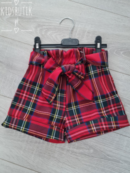 Shorts/shorts with a plaid strap - red