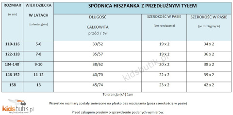 Spódniczka hiszpanka z przedłużanym tyłem Spódniczka hiszpanka z przedłużanym tyłem