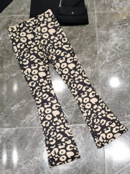 Leopard flared fabric trousers - black