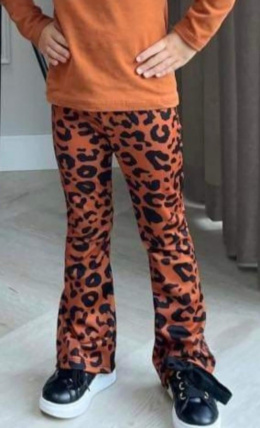 Leopard flared fabric trousers - orange ginger