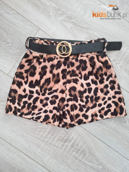 Leopard velor shorts with a belt