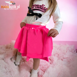 Two-layer skirt with pockets - neon pink