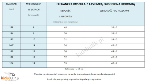 Elegancka koszula z tasiemką i koronką Elegancka koszula z tasiemką i koronką