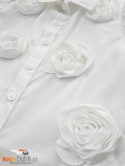 Elegancka koszula z trójwymiarowymi różami - biała