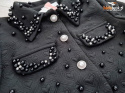 Elegancki garnitur ze spódnicą i z perełkami - czarny