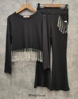 Stripe set with chains - black