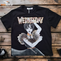 T-shirt Wednesday ze złotem - czarny