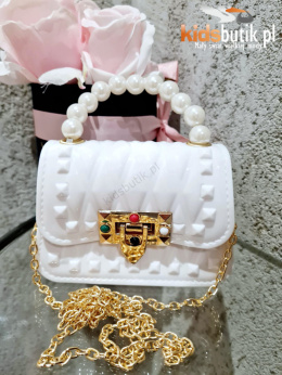 Purse with pearls - white