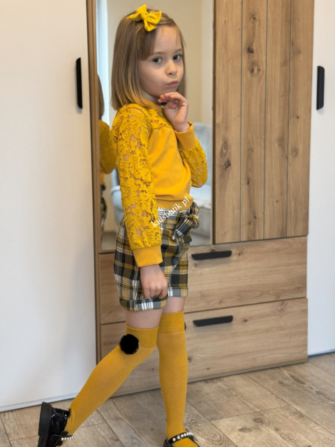 Elegancka bluzka z koronką - musztardowa Elegancka bluzka z koronką - musztardowa