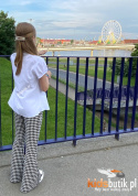 Elegancka koszula z perełkami, falbanką i zdejmowaną tasiemką