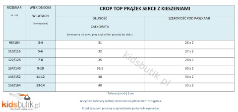Crop top prążek SERCE kieszenie - róż Crop top prążek SERCE kieszenie - róż
