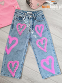 Spodnie jeans RÓŻOWE SERCA Z CYRKONIAMI Spodnie jeans RÓŻOWE SERCA Z CYRKONIAMI