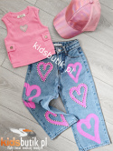 Spodnie jeans RÓŻOWE SERCA Z CYRKONIAMI Spodnie jeans RÓŻOWE SERCA Z CYRKONIAMI